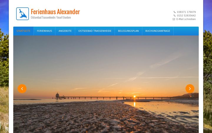 Ekrānuzņēmums no ferienhaus-trassenheide-usedom.de