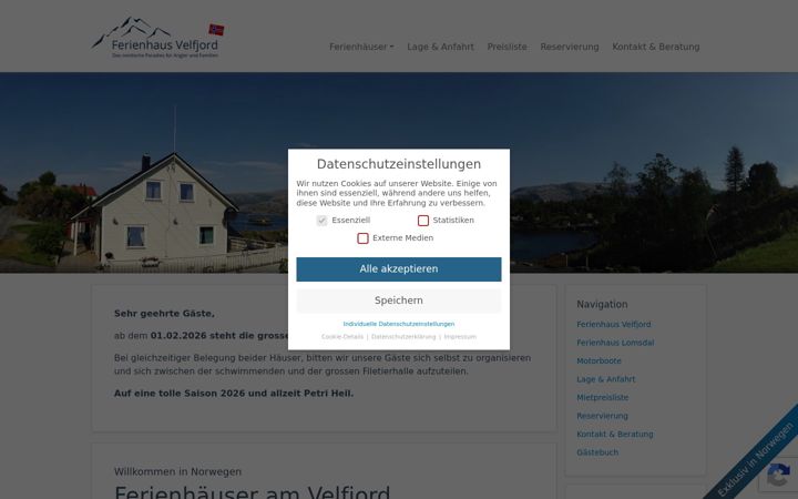 Screenshot of ferienhaus-velfjord.de