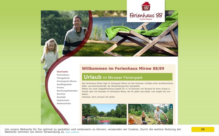Screenshot of ferienhaus88-89-mirow.de