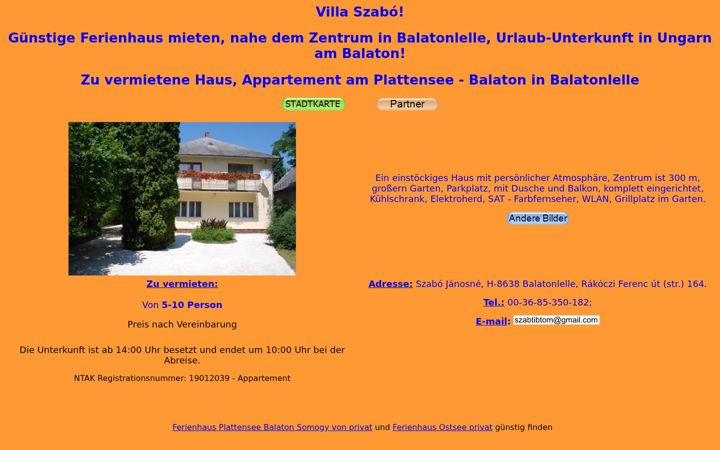 Screenshot of ferienhausbalatonlelle.hu
