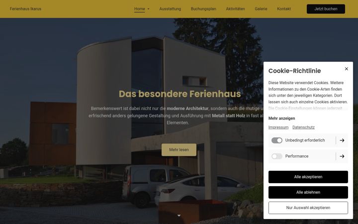 Screenshot of ferienhausikarus.de