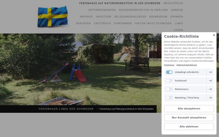 Screenshot of ferienhauslindasuedschweden.de