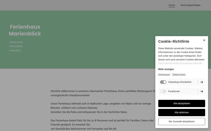 Screenshot of ferienhausmarienblick.de