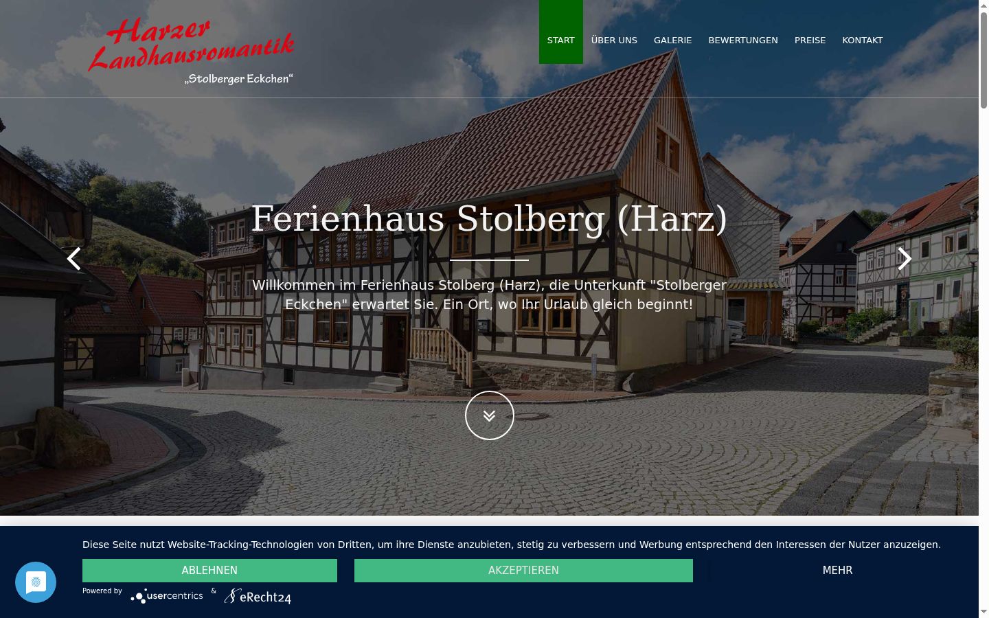 Screenshot des Einwilligungsbanners vor jeglicher Interaktion