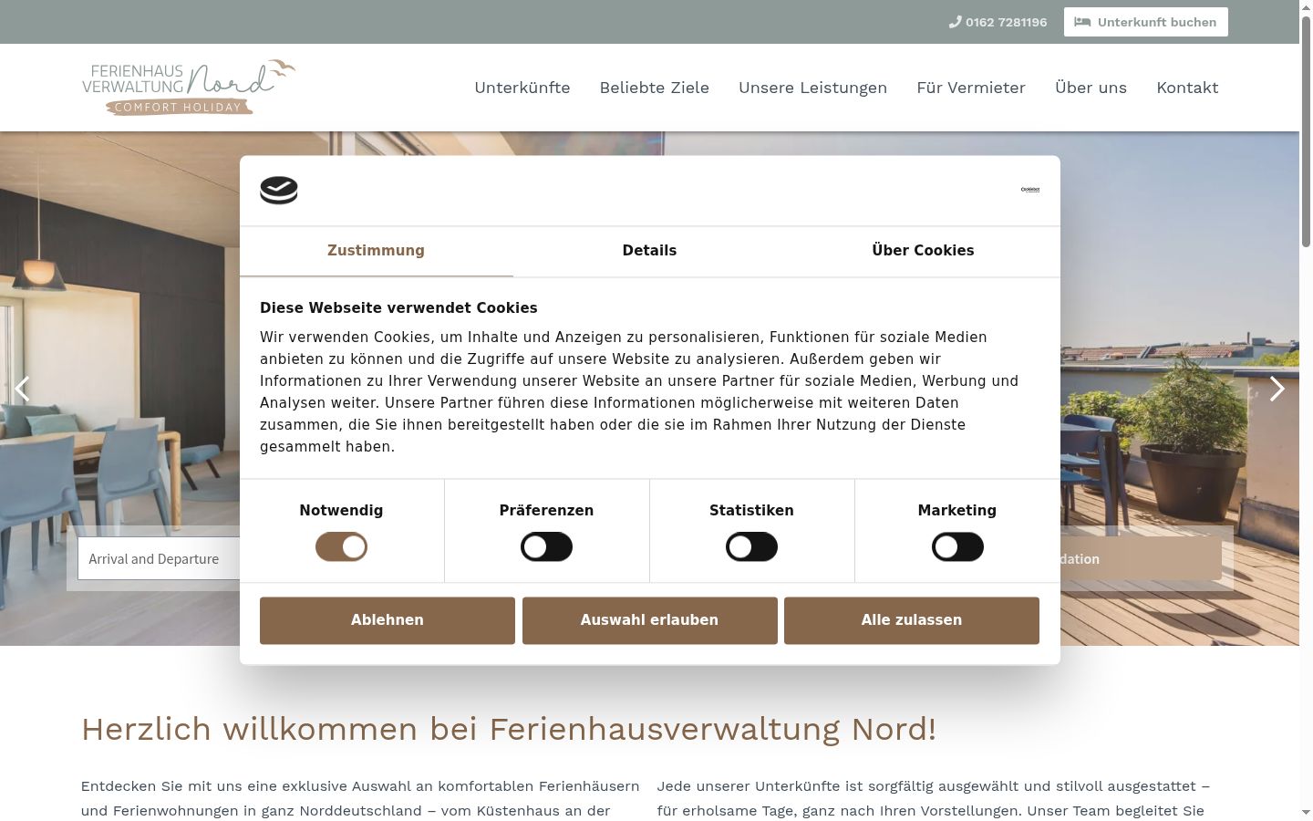Screenshot of the consent banner shown before any interaction