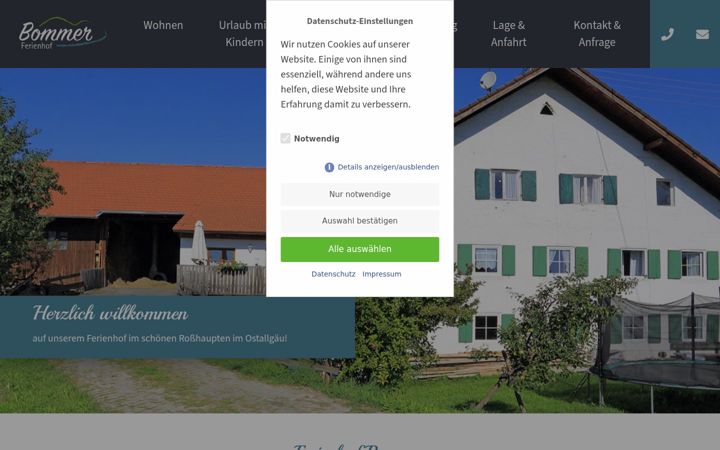 Screenshot of ferienhof-bommer.de