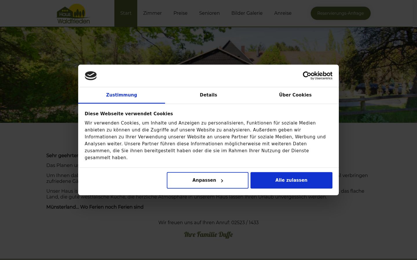 Skjermbilde av samtykkebanneret slik det vises før noen interaksjon