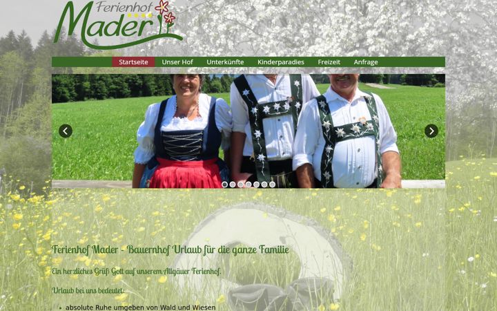 Screenshot of ferienhof-mader.de