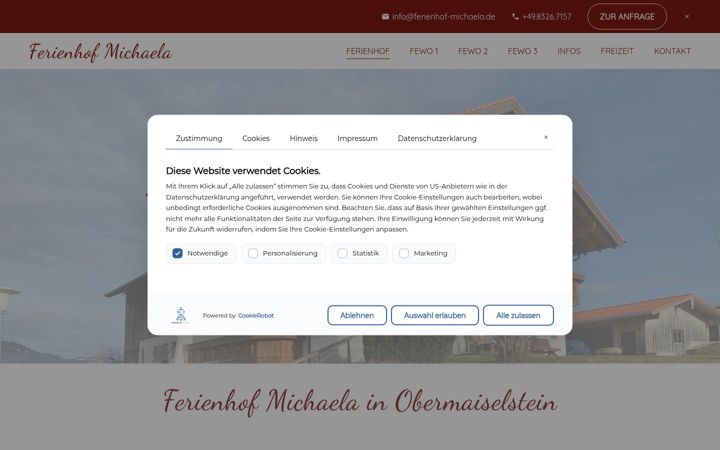 Ekrano kopija ferienhof-michaela.de