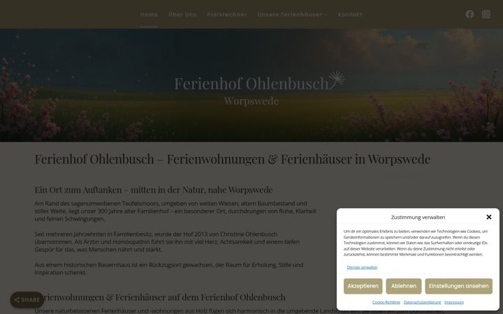 Screenshot of ferienhof-ohlenbusch.de