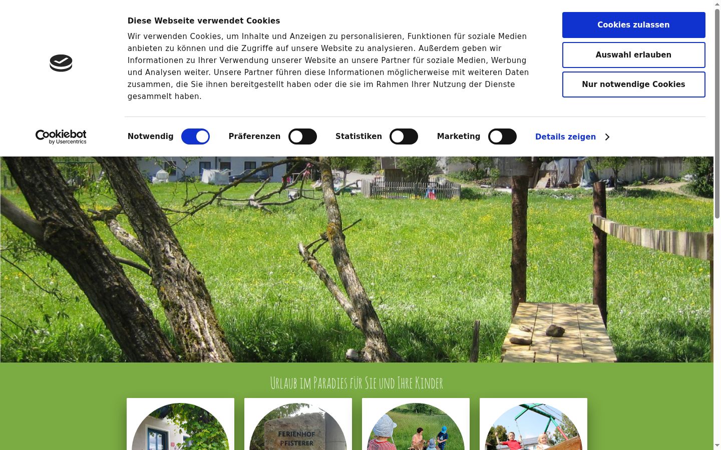 Screenshot des Einwilligungsbanners vor jeglicher Interaktion