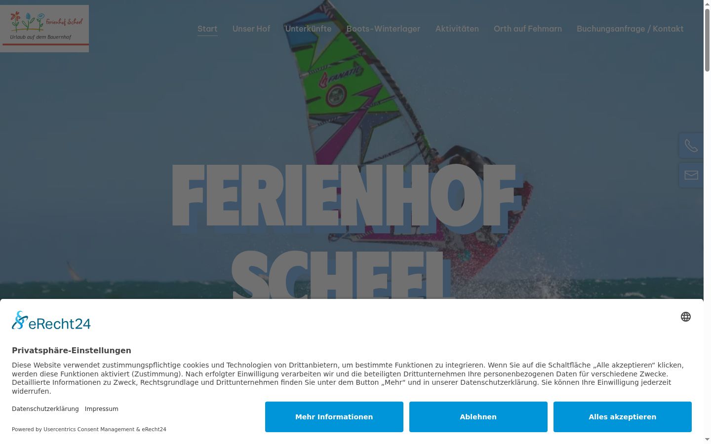Screenshot des Einwilligungsbanners vor jeglicher Interaktion