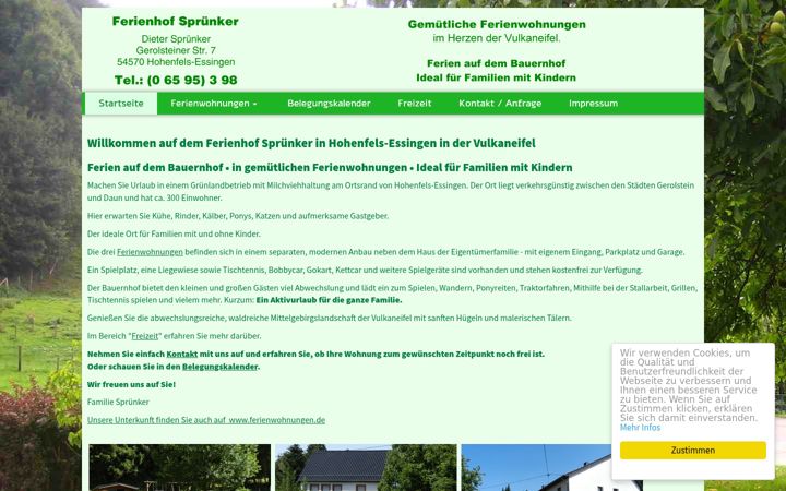 Ekrānuzņēmums no ferienhof-spruenker.de