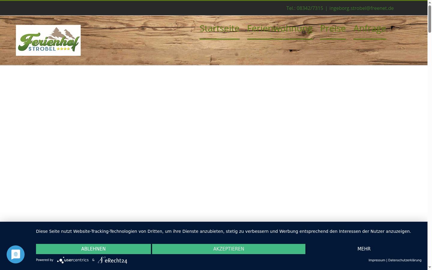 Screenshot des Einwilligungsbanners vor jeglicher Interaktion
