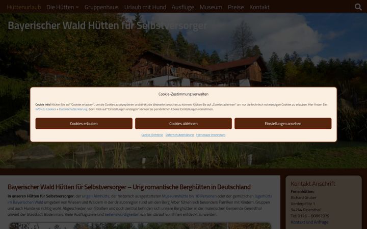 Screenshot of ferienhuette-bayerischer-wald.de