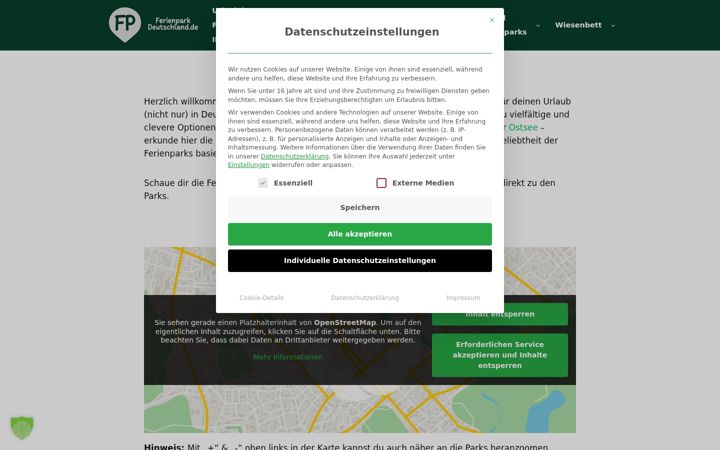 Екранна снимка на ferienparkdeutschland.de