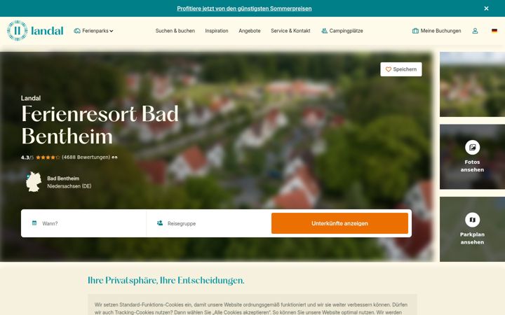 Screenshot stránky ferienresort-badbentheim.de