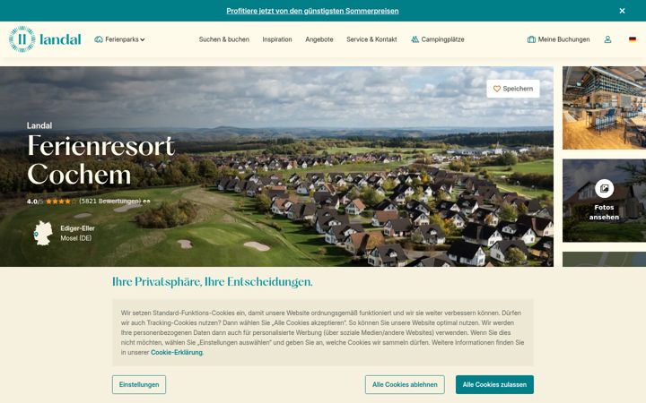 Screenshot of ferienresortcochem.de