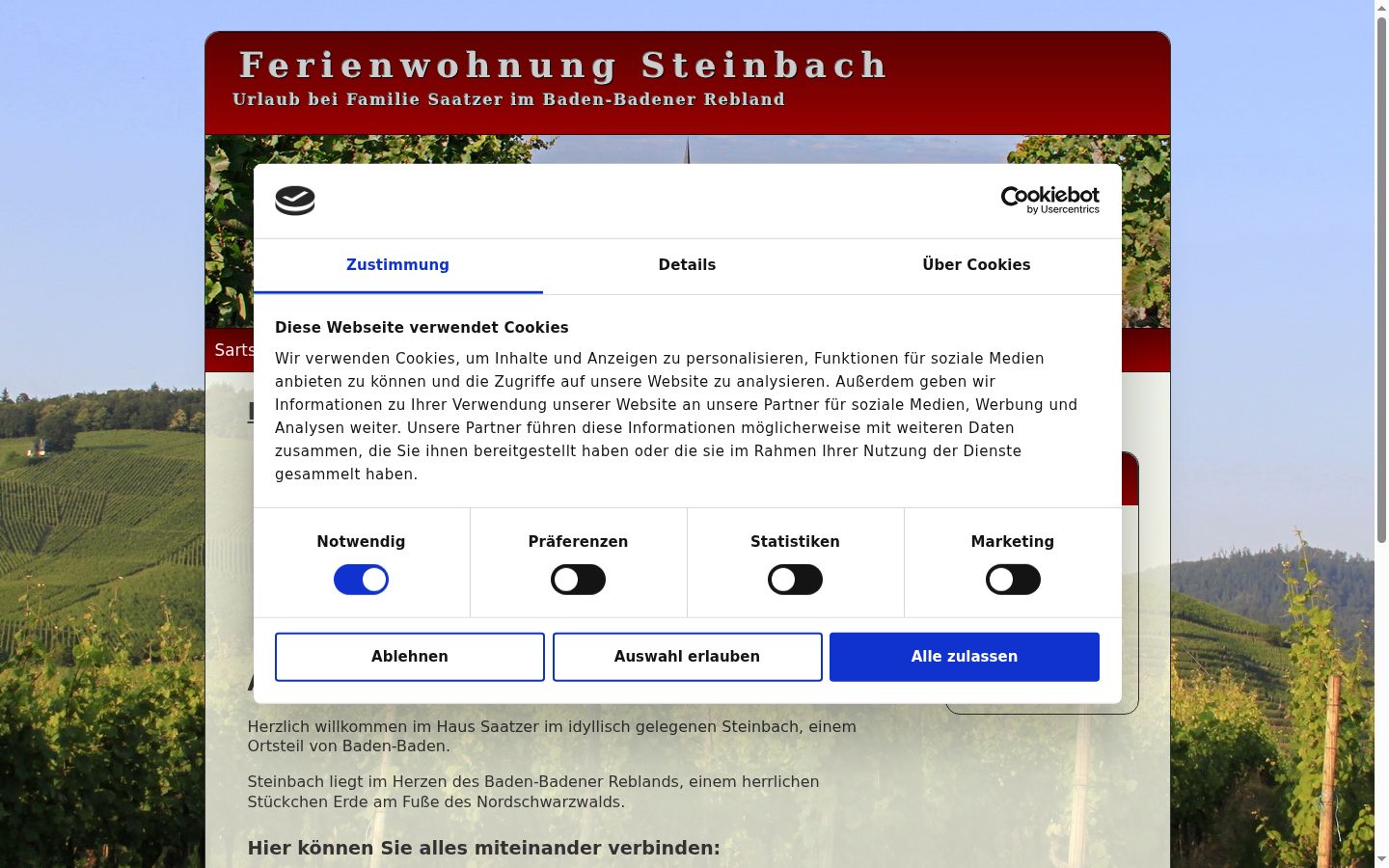Screenshot van de toestemmingsbanner zoals getoond vóór enige interactie
