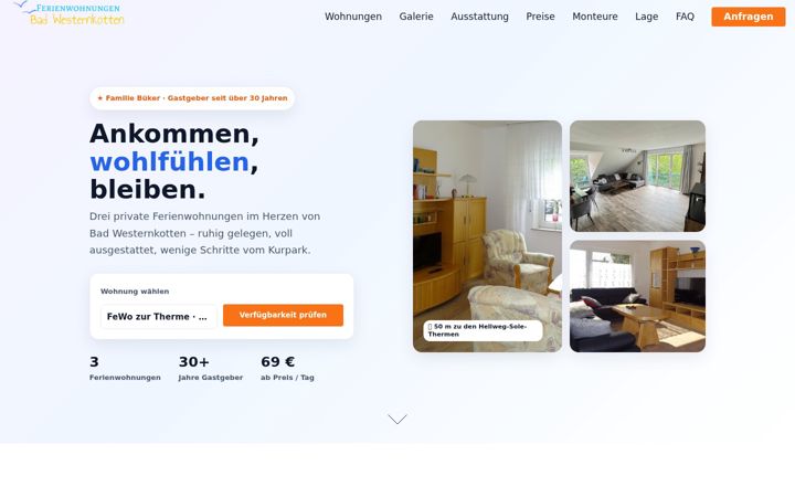 Screenshot of ferienwohnung-badwesternkotten.de