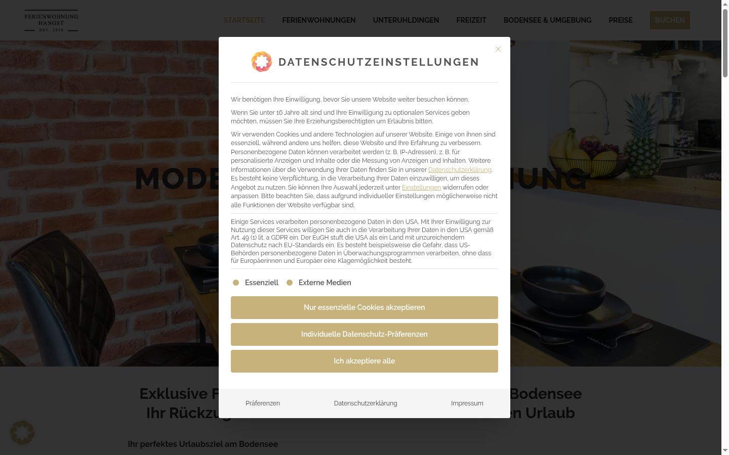 Screenshot of the consent banner shown before any interaction