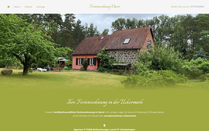 Screenshot of ferienwohnung-darre-uckermark.de