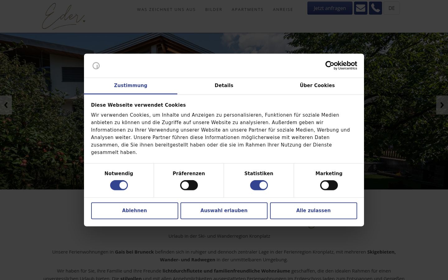 Screenshot of the consent banner shown before any interaction