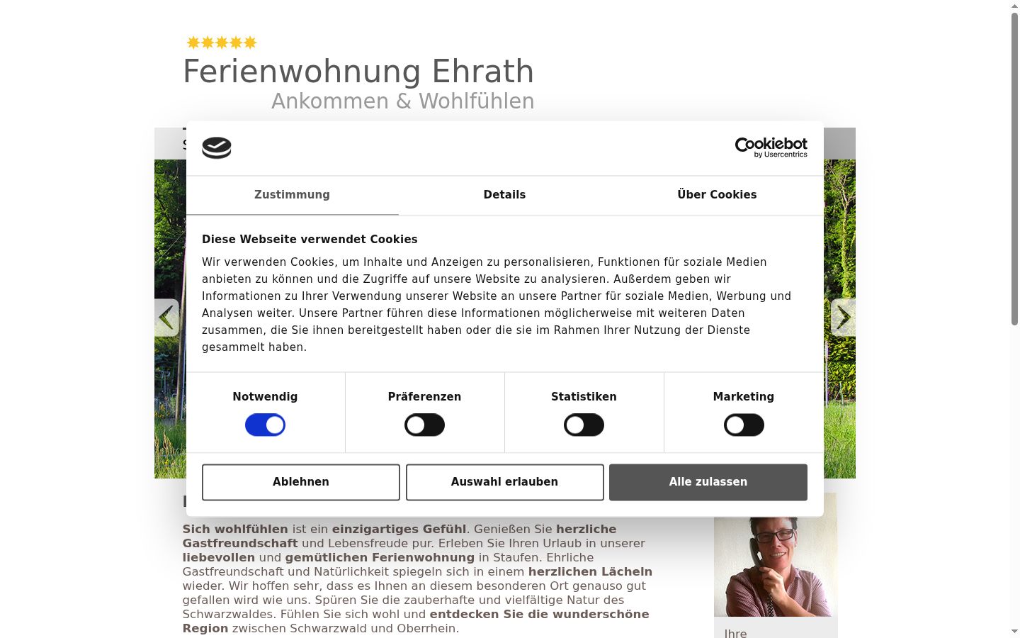 Screenshot del banner di consenso mostrato prima di qualsiasi interazione