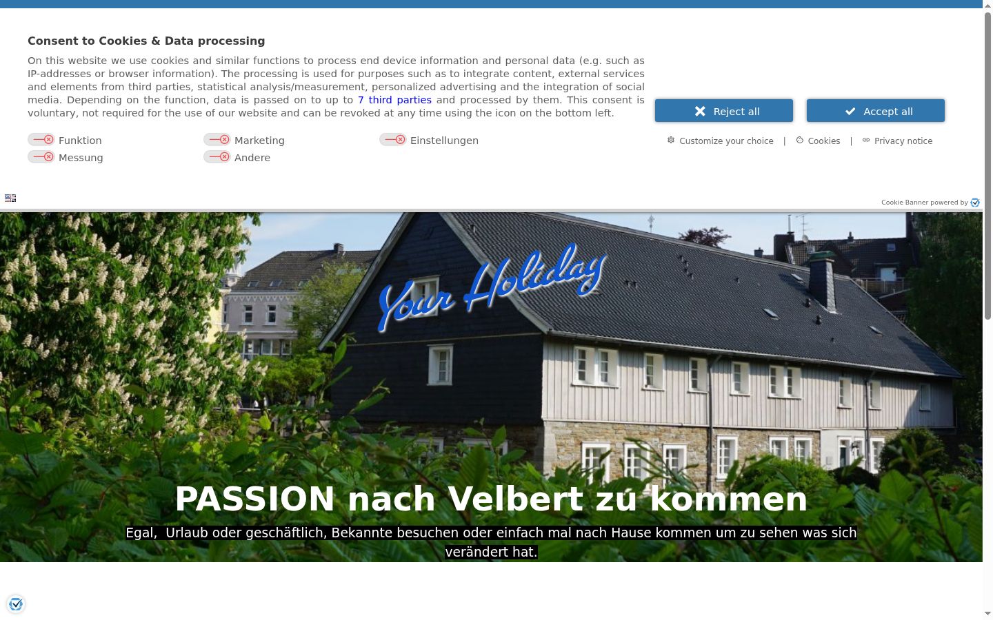 Screenshot van de toestemmingsbanner zoals getoond vóór enige interactie
