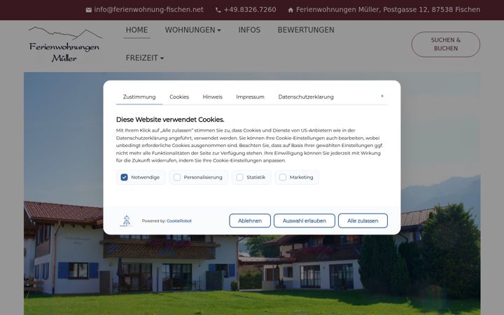 Screenshot of ferienwohnung-fischen.net