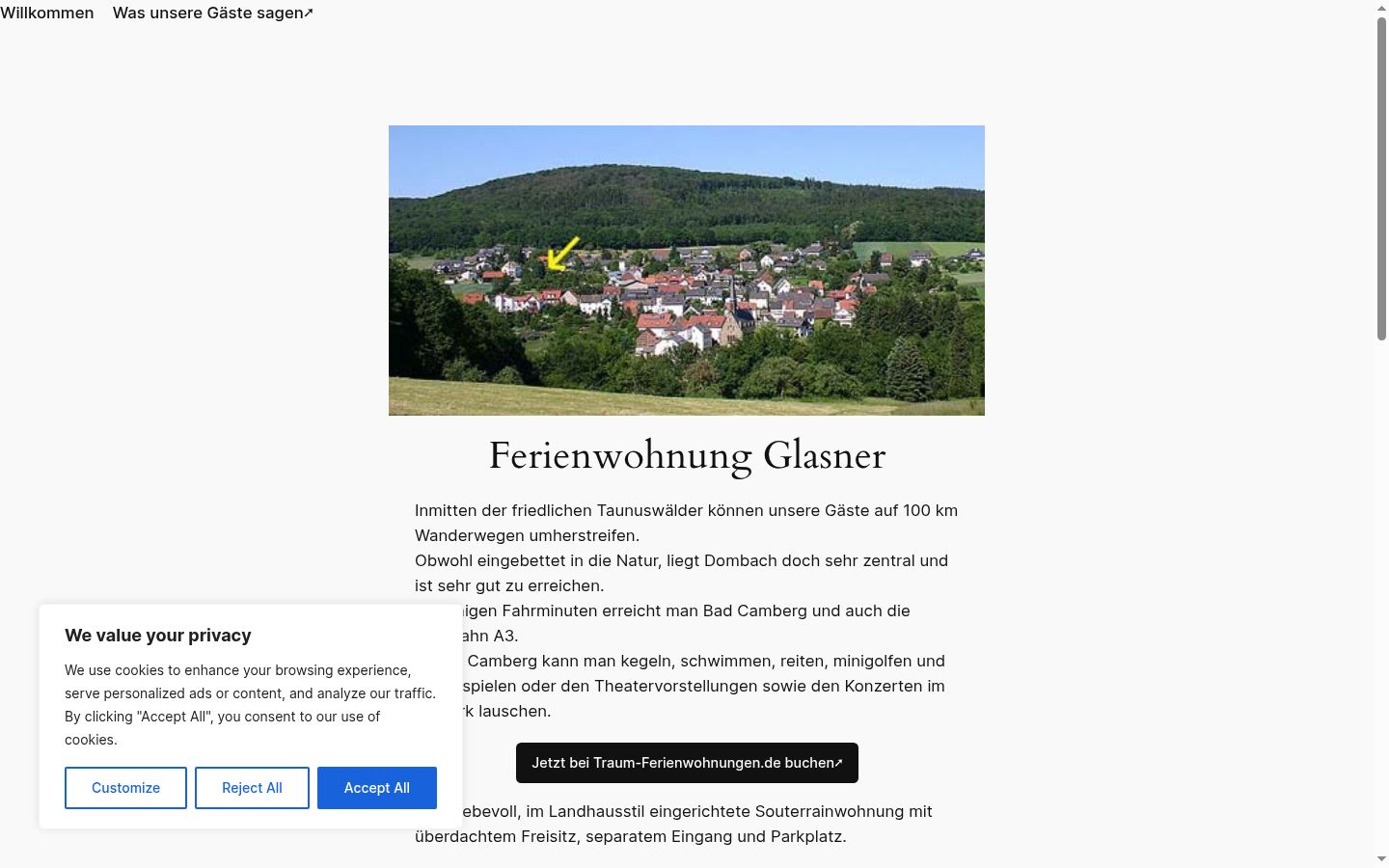 Screenshot of the consent banner shown before any interaction