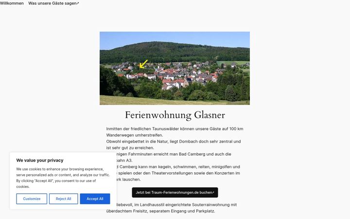 Screenshot of ferienwohnung-glasner.de