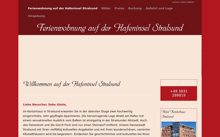 Zrzut ekranu ferienwohnung-hafeninsel-stralsund.de