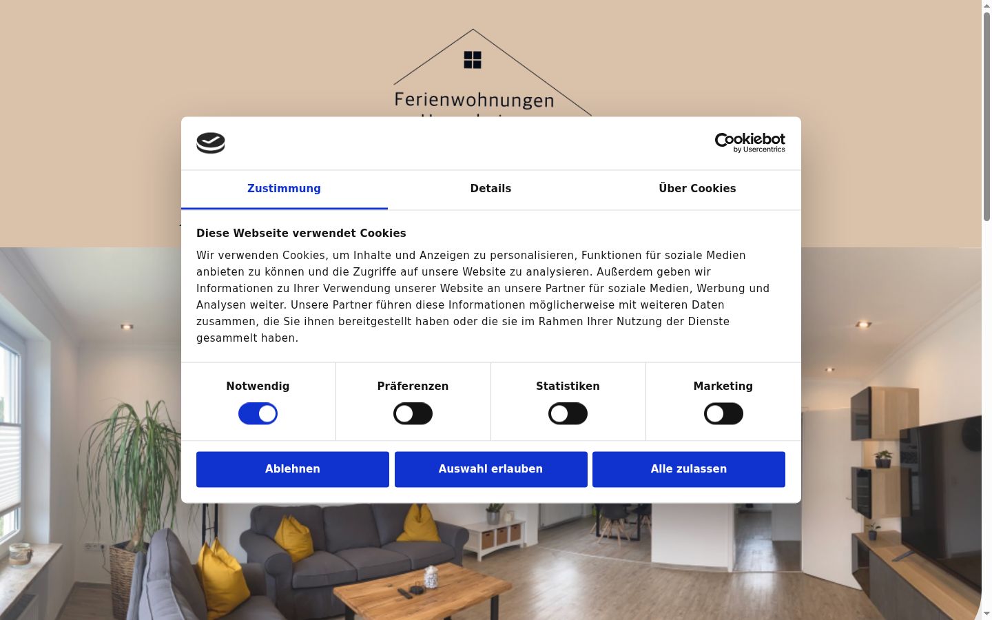 Screenshot of the consent banner shown before any interaction