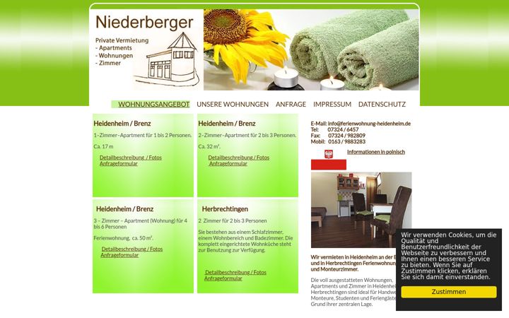 Screenshot of ferienwohnung-heidenheim.de