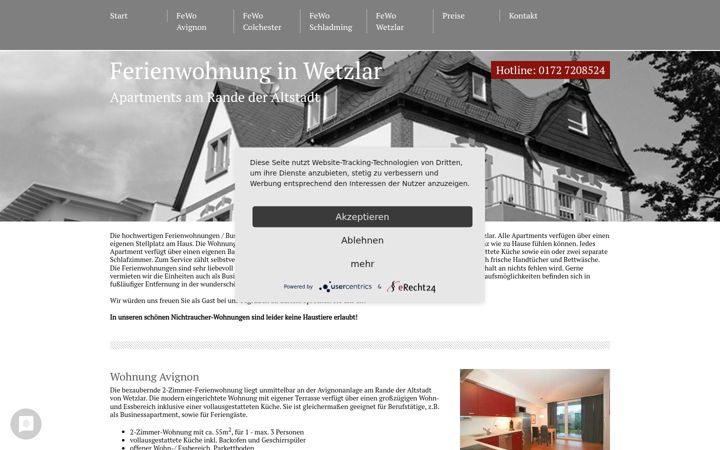 Screenshot of ferienwohnung-in-wetzlar.de