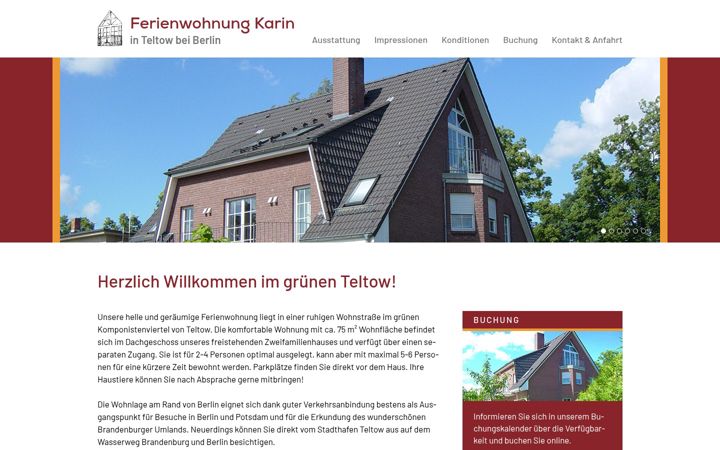 Screenshot of ferienwohnung-karin-teltow.de