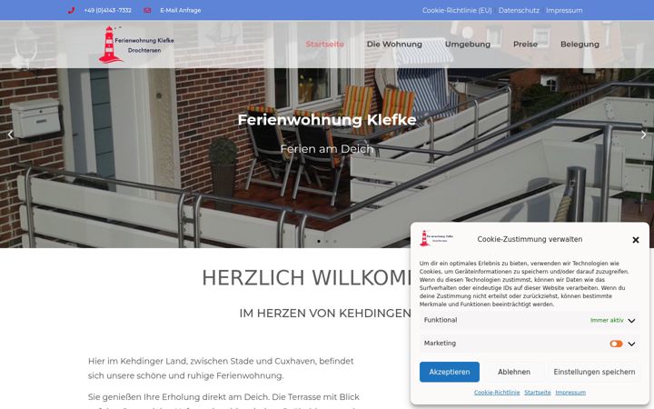 Screenshot von ferienwohnung-klefke.de