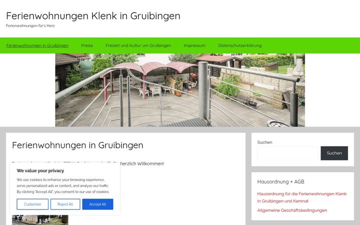 Screenshot of ferienwohnung-klenk-gruibingen.de