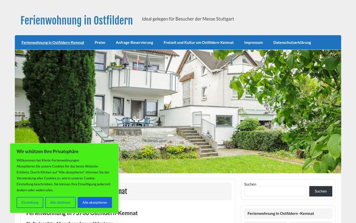 Screenshot of ferienwohnung-klenk-ostfildern.de