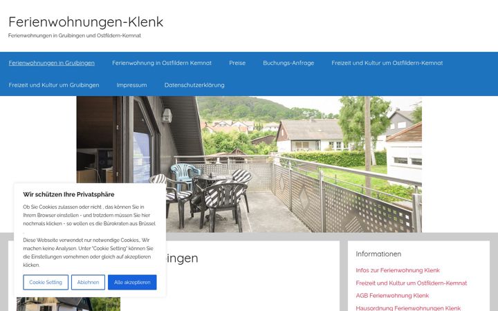 Screenshot of ferienwohnung-klenk.de