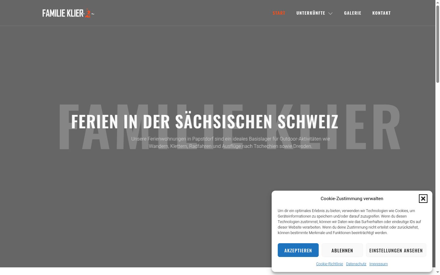 Screenshot of the consent banner shown before any interaction