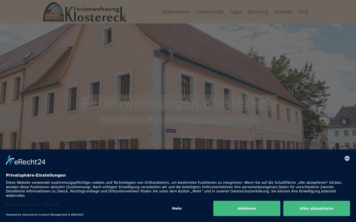 Screenshot of the consent banner shown before any interaction
