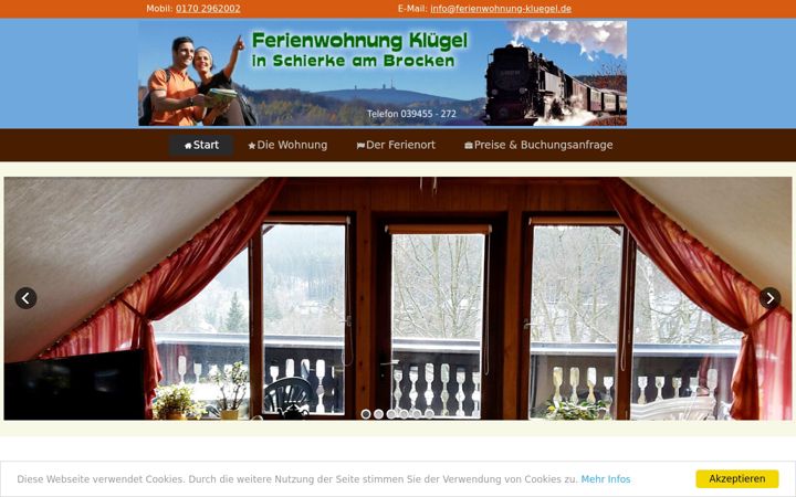 Screenshot of ferienwohnung-kluegel.de