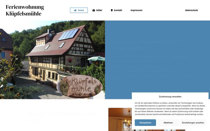 Екранна снимка на ferienwohnung-kluepfelsmuehle.de