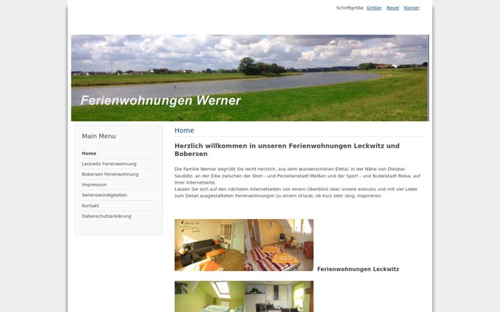 Screenshot of ferienwohnung-leckwitz.de