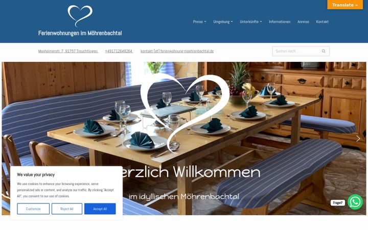 Екранна снимка на ferienwohnung-moehrenbachtal.de