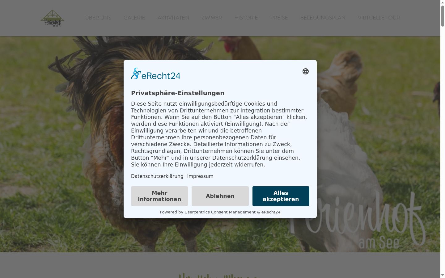 Screenshot of the consent banner shown before any interaction