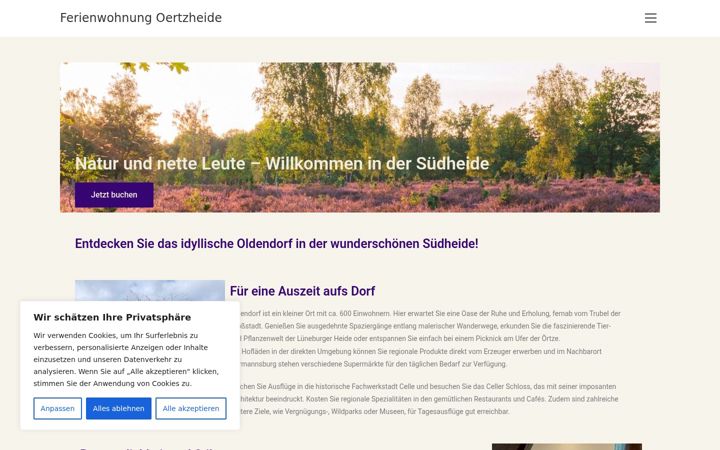 Screenshot of ferienwohnung-oertzheide.de