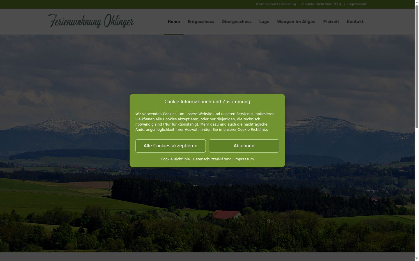 Screenshot of the consent banner shown before any interaction